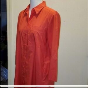 Luisa Cerano size 6 shirt dress Coral button midi Cotton